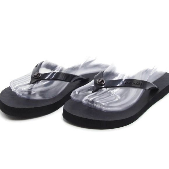 women's coach flip flops black